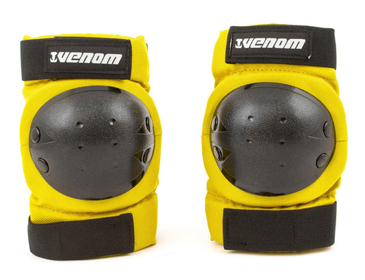 Venom Triple Knee/Elbow/Wrist Pad Set - Yellow Black Pads Venom Skateboards