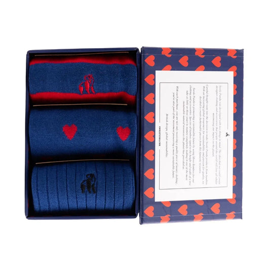 Love Heart Sock Box - 3 Pairs of Bamboo Socks (His) Sock Gift Box Swole Panda
