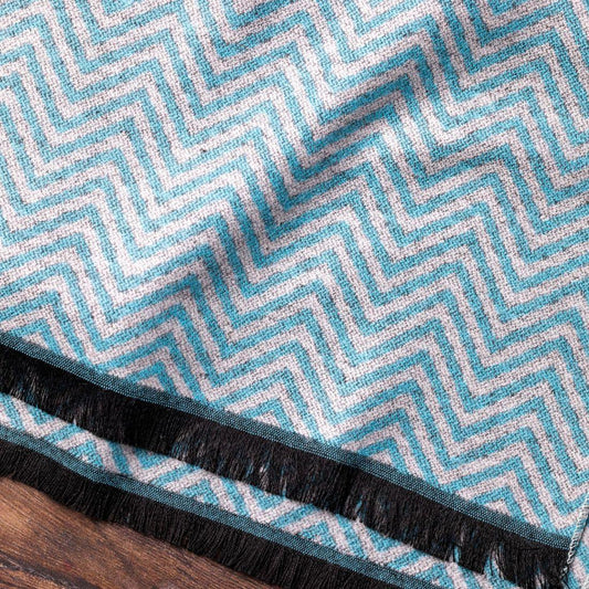 Light Blue Herringbone Bamboo Scarf Scarves Swole Panda
