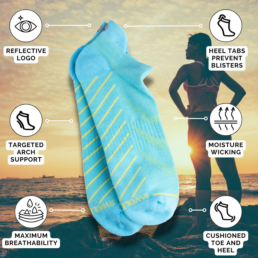 Blue Performance Trainer Socks Socks Swole Panda