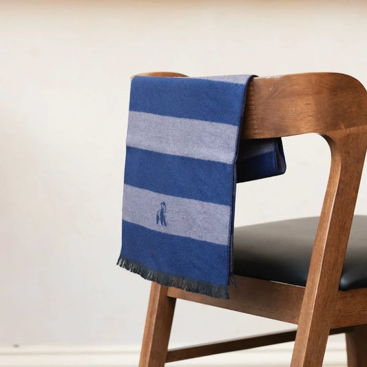 Grey & Blue Stripe Bamboo Scarf Scarves Swole Panda