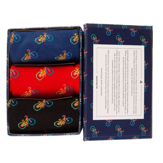 Bicycle Sock Box - 3 Pairs of Bamboo Socks (His) Sock Gift Box Swole Panda