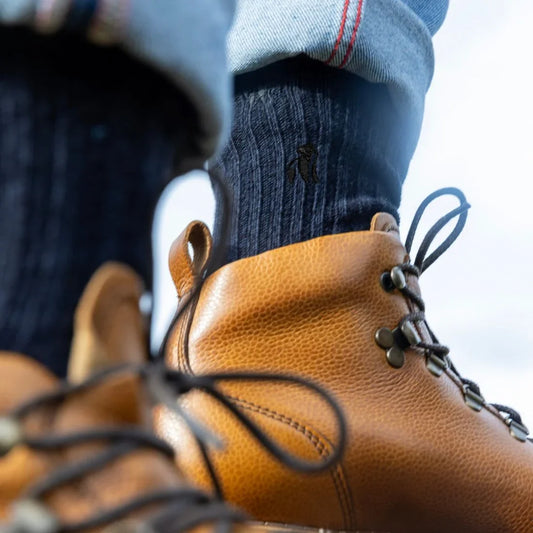 Navy Bamboo Boot Socks Socks Swole Panda