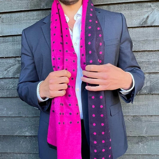 Navy and Pink Spot Bamboo Scarf Scarves Swole Panda