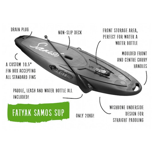 Samos Eco SUP | 100% Ocean Plastic | Black | All-Water Paddleboard Stand-Up Paddleboard Fatyak Kayaks