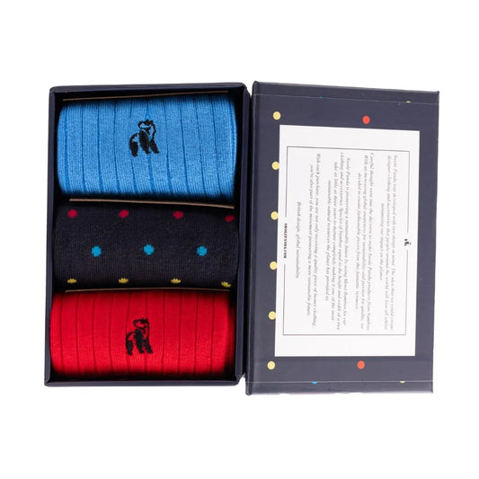 Multi Spot Sock Box - 3 Pairs of Bamboo Socks (His) Sock Gift Box Swole Panda