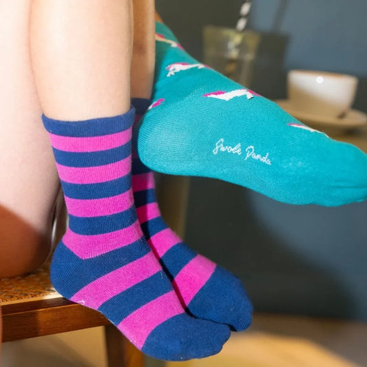 Children's Pink Stripe Bamboo Socks Socks Swole Panda