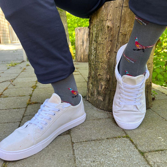 Grey Pheasant Bamboo Socks Socks Swole Panda