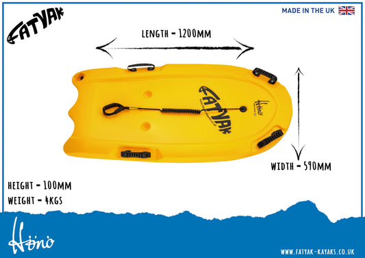 Hönö Bodyboard | Plastic Neutral | Yellow | Wave Ready Bodyboard Fatyak Kayaks