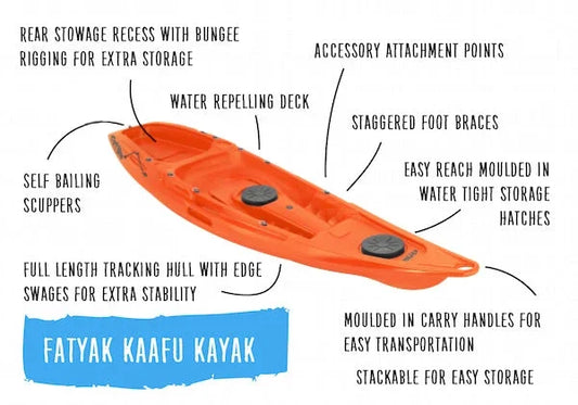 Kaafu Solo Kayak | Plastic Neutral | Orange | Lightweight & Stable Sit-on-Top Kayak Fatyak Kayaks