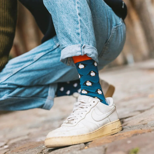 Navy Penguin Bamboo Socks Socks Swole Panda