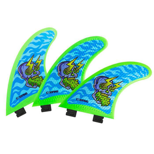 3D Fins - All Rounder Thruster - Soft - Skullbolt Zebra (FCS1 / FCS2 / Catch Surf / Futures) Surfboard Fins 3D Fins FCS1