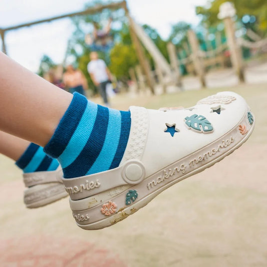 Children's Blue Stripe Bamboo Socks Socks Swole Panda