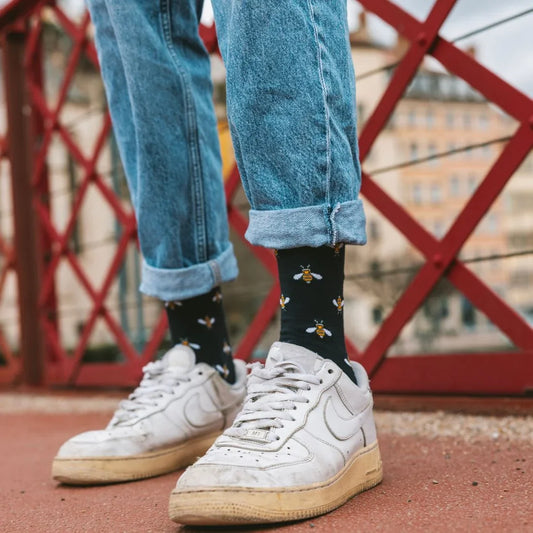 Navy Bumblebee Bamboo Socks Socks Swole Panda