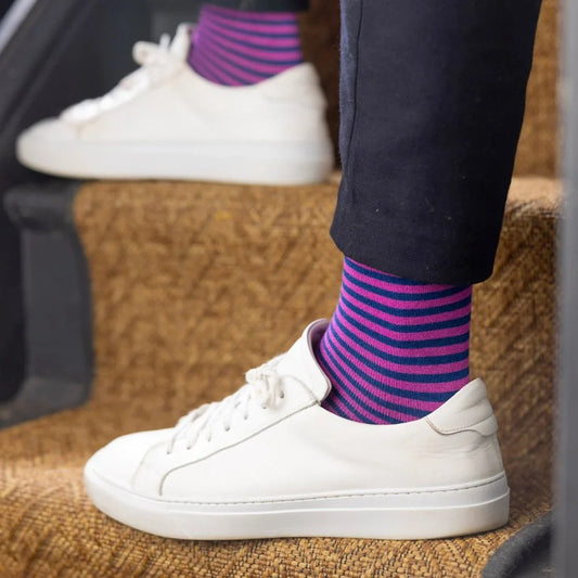 Rich Pink Narrow Striped Bamboo Socks Socks Swole Panda
