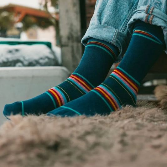 Royal Blue Multi Stripe Bamboo Socks Socks Swole Panda