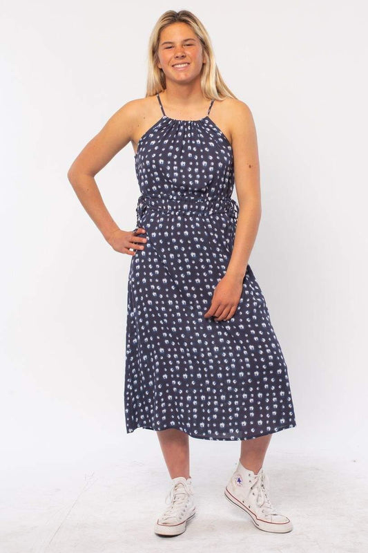 Sisstrevolution Cape Code Wvn Midi Dress ladies dress Sisstrevolution Indigo XS