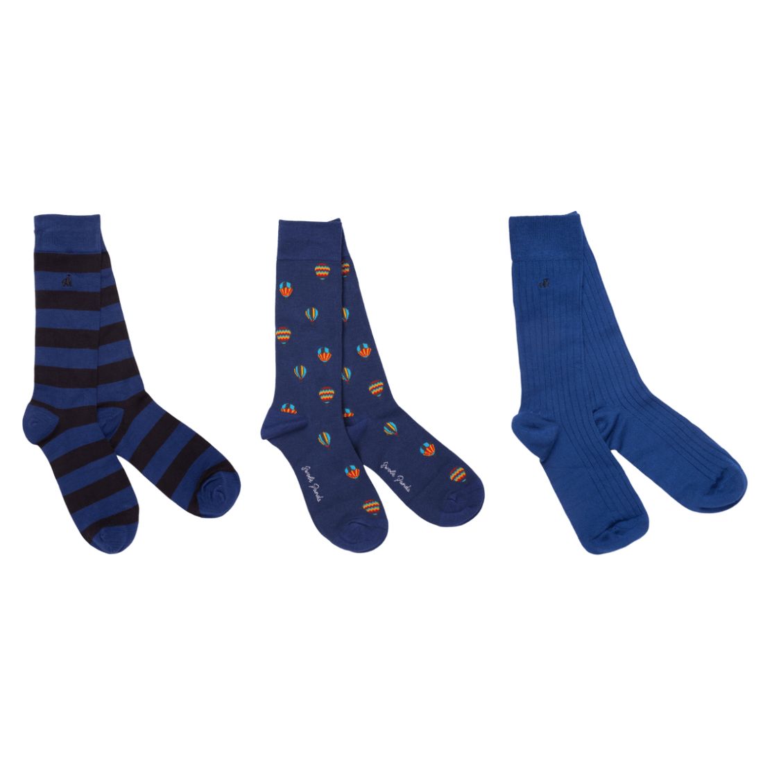 Hot Air Balloon Sock Box - 3 Pairs of Bamboo Socks (His) Sock Gift Box Swole Panda