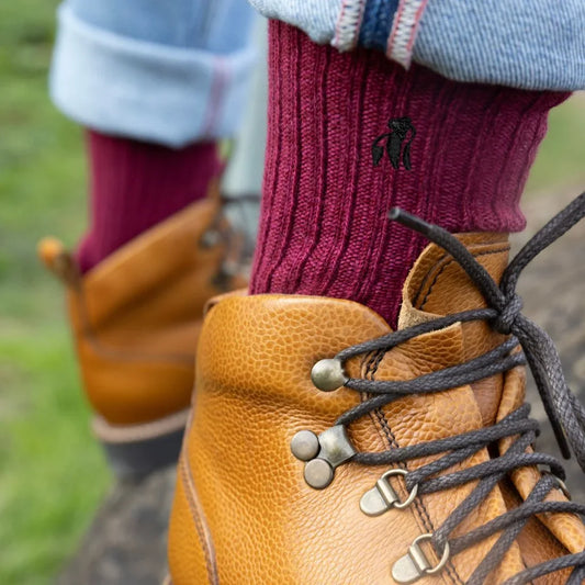Burgundy Bamboo Boot Socks Socks Swole Panda