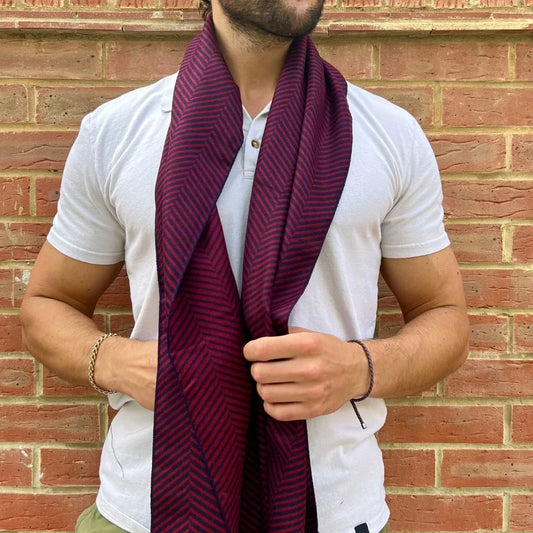 Red Herringbone Bamboo Scarf Scarves Swole Panda