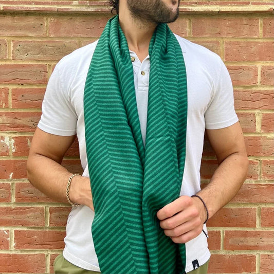 Green Herringbone Bamboo Scarf Scarves Swole Panda