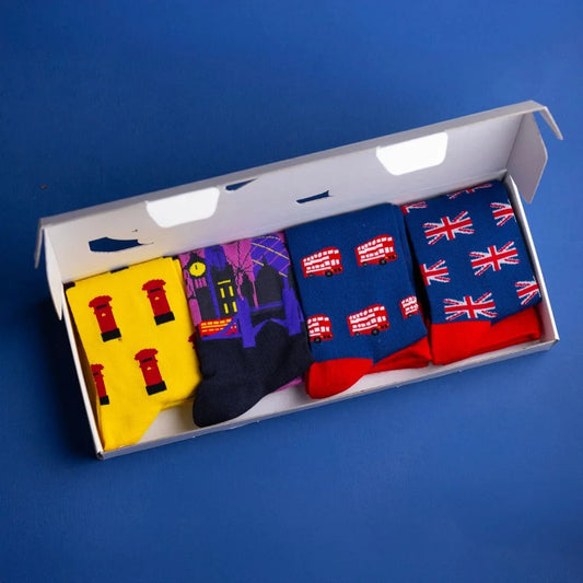 London Sock Box - 4 Pairs of Bamboo Socks (His) Sock Gift Box Swole Panda