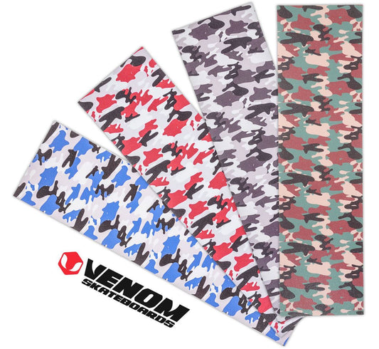 Venom Professional Grade Skateboard Griptape 9" x 33" - Camo - Red/Grey Grip Tape Venom Skateboards