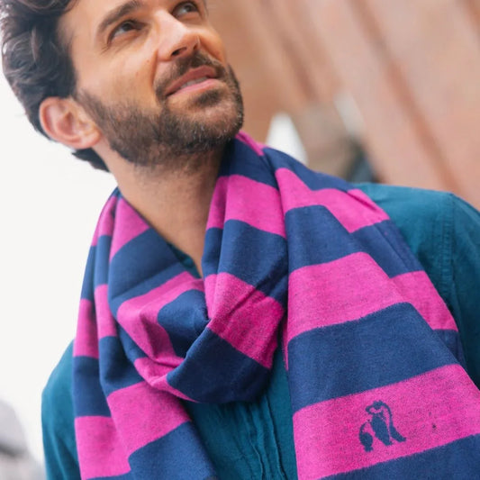 Rich Pink Stripe Bamboo Scarf Scarves Swole Panda