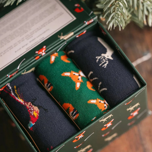 Countryside Sock Box - 3 Pairs of Bamboo Socks (His) Sock Gift Box Swole Panda