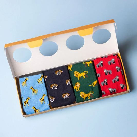Zoo Sock Box - 4 Pairs of Bamboo Socks (His) Sock Gift Box Swole Panda