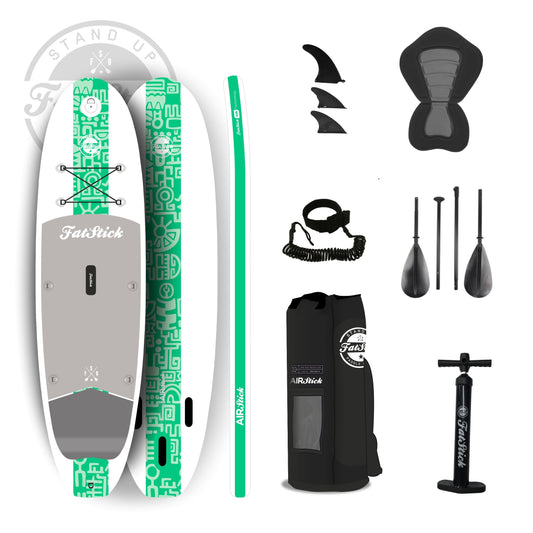 AirStick 10'6 Inflatable Stand Up Paddle Board SUP | With Seat SUPs FatStick Boards Green
