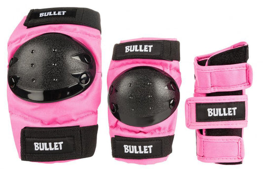 Bullet Pads Standard Junior Combo Triple Skate Pad Set Combo Pad Set Bullet Junior (Age 7-12) Pink