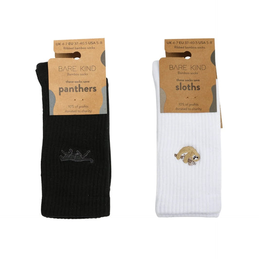 Black & White Ribbed 2 Pack Bamboo Sock Set Ribbed Socks Bare Kind
