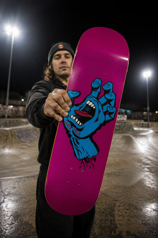 Santa Cruz Logo Skateboard Deck Screaming Hand 7.8" Pink Street Santa Cruz