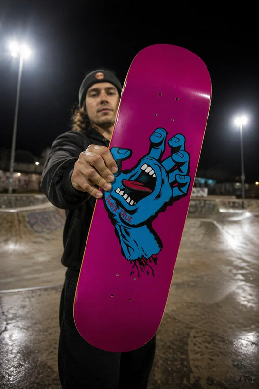 Santa Cruz Logo Skateboard Deck Screaming Hand 7.8" Pink Street Santa Cruz
