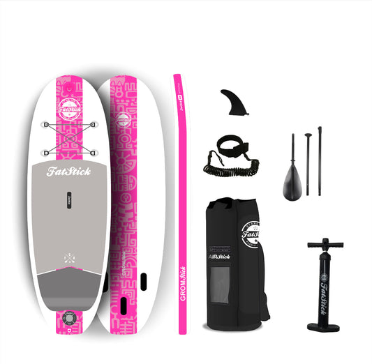 Kids 7’6 GromStick Inflatable Stand Up Paddle Board Package | Childs SUPs FatStick Boards