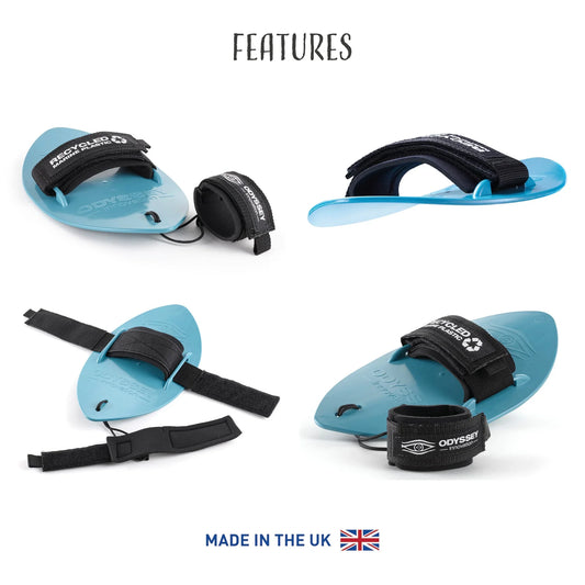 Odyssey Bodysurfing Handplane | 100% Ocean Plastic | Aqua | Wave Control Body Surfing Handplane Fatyak Kayaks