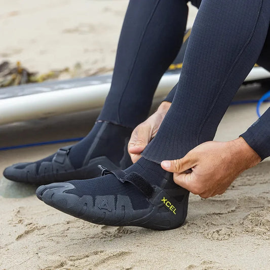 USED - Xcel 7mm Drylock Round Toe Wetsuit Boots UK Size 12 wetsuit boots Xcel
