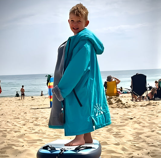 FatStick Kids Childs Changing Robe “FatWrap” With Sherpa Fleece Lining Accessories/Bags FatStick Boards Blue & Free Hat Kids 7-11 years