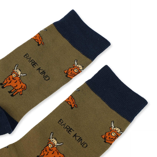 Save the Green Highland Cow Bamboo Socks Socks Bare Kind
