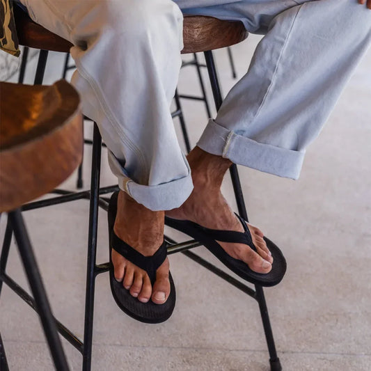 Indosole - Mens Flip Flops - Easy Living - Black Sandals Indosole