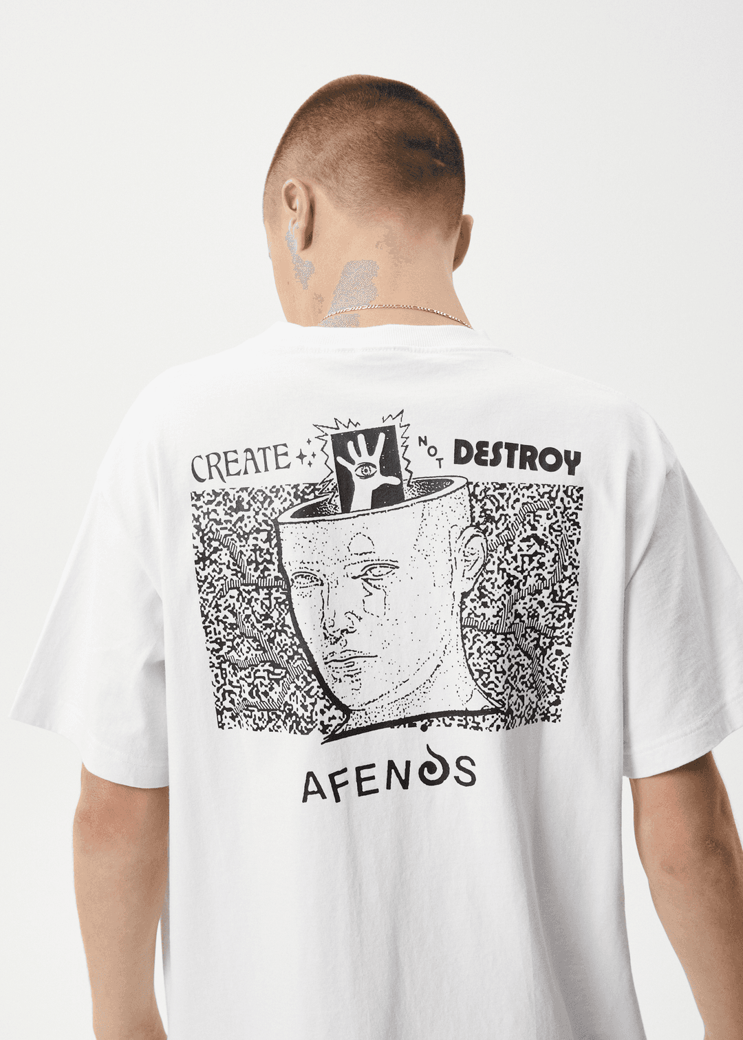 AFENDS Mind Over Heavyweight Boxy Tee - White tee shirt Vissla
