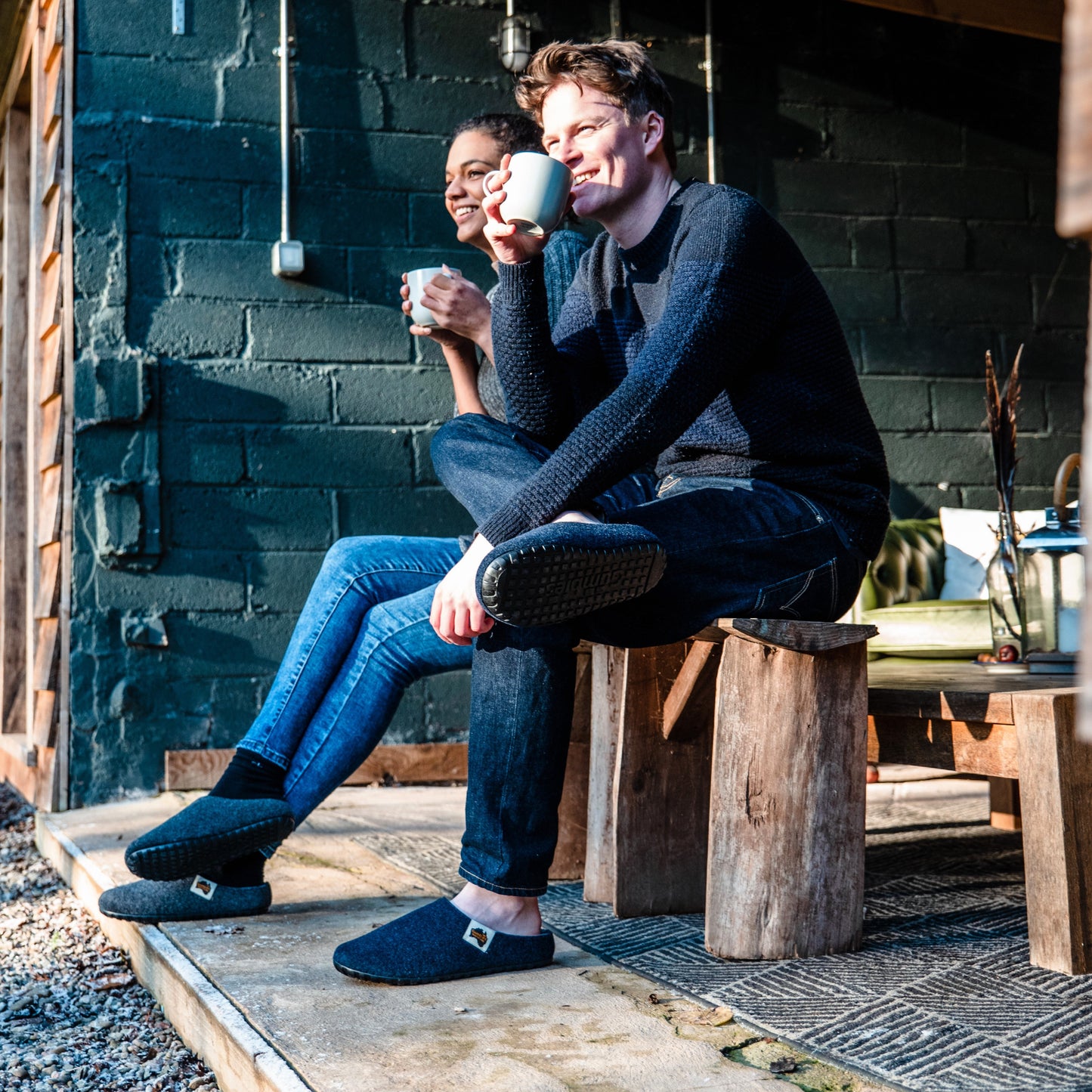 Outback - Men's - Navy & Grey Outback Slippers Gumbies