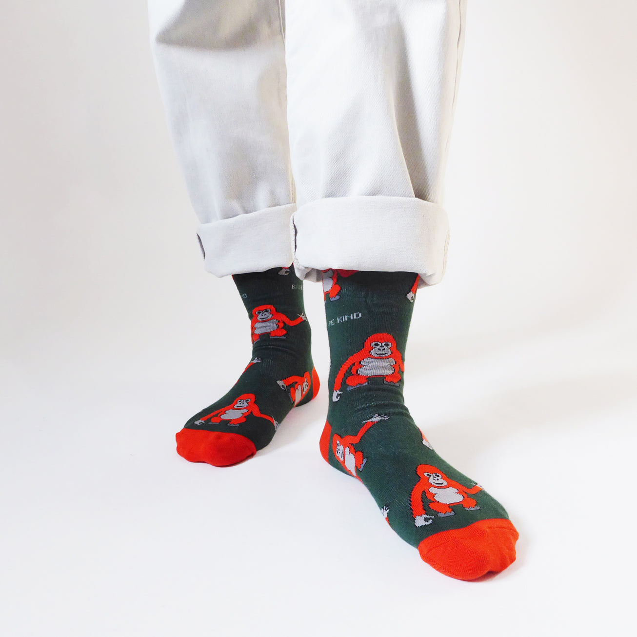 Save the Orangutans Bamboo Socks Original Crew Cut Socks Bare Kind