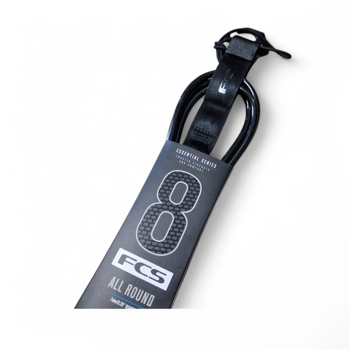 FCS All Round Essential Surf Leash 8'0 Black 8ft Surf Leash FCS