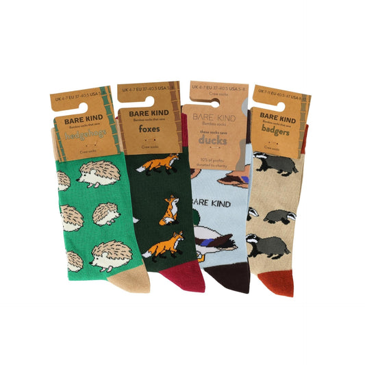 UK Wildlife Bundle of 4 Bamboo Sock Set Socks Bare Kind