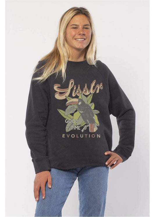 Sisstrevolution Tropical Crew Knit Fleece ladies crew Sisstrevolution Charcoal XS