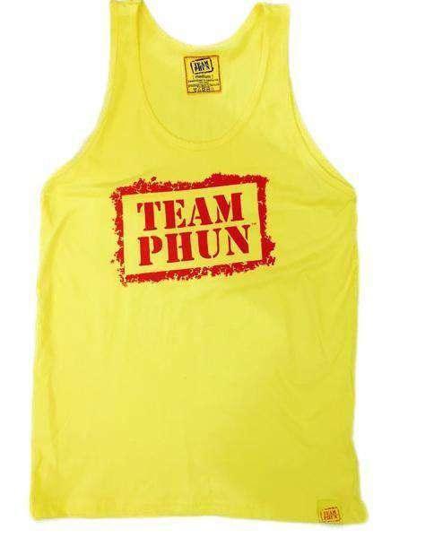 team phun stencil tank top vest Sunday Phunday Yellow S