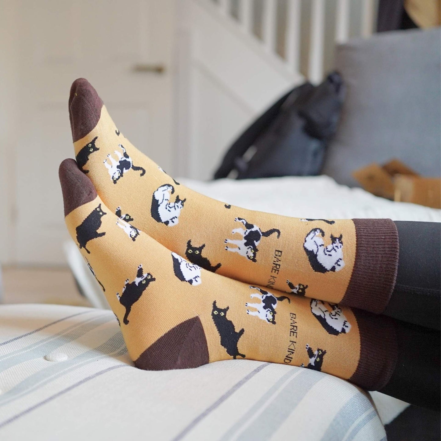 Brown Cat Pet Pair Bamboo Sock Set Socks Bare Kind