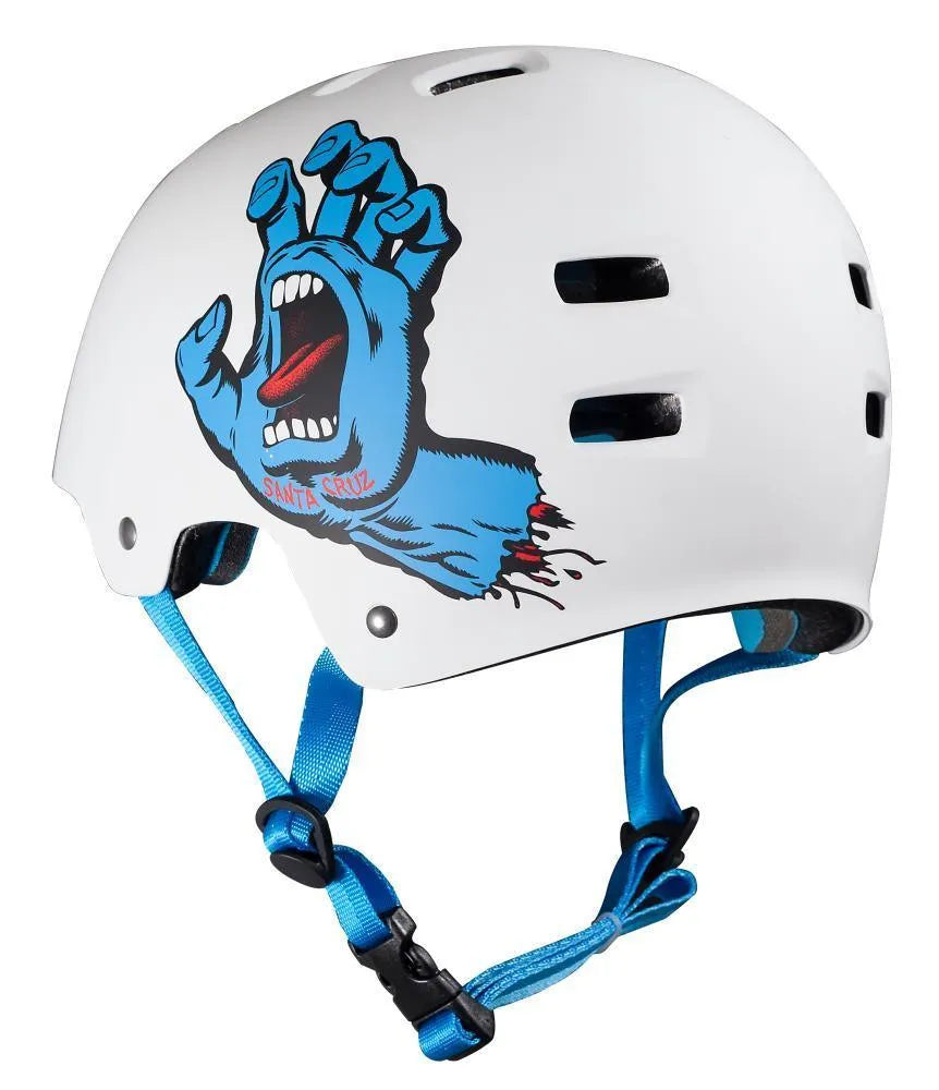 Bullet X Santa Cruz Skate Helmet Classic Screaming Hand Matt White Helmet Bullet